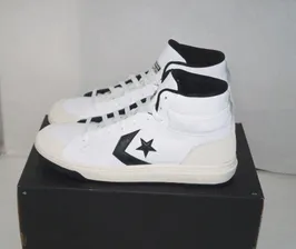 NWOB Authentic CONVERSE PRO BASE CLASSIC MID White/Black Leather Mens 11 M