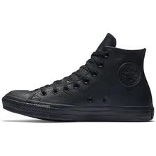 Converse All Star (Высокие полностью черные) Кожа