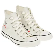 Белые кеды с вышитым сердечком Converse детские, размер 40, цвет белый