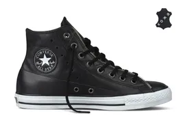 Кожаные кеды Converse (конверс) Chuck Taylor All Star Motorcycle Jacket Hi 129948 черные
