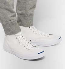 Мужские белые кожаные высокие кеды от Converse