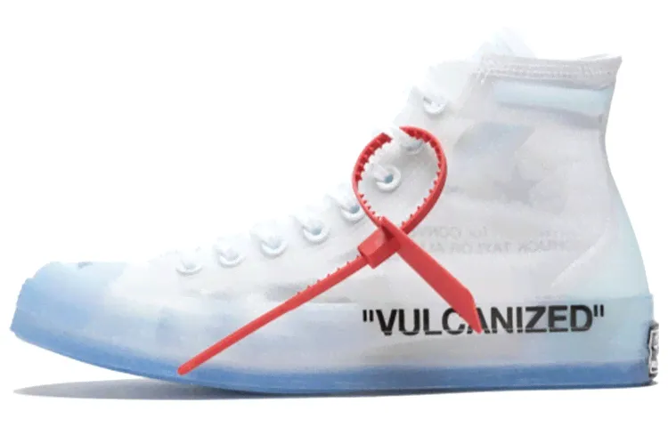 OFF-WHITE x Converse Chuck Taylor All Star Hi THE TEN co-branded trend comfortable wrapping non-slip lightweight high-top sneakers for men and women the same style white and blue-0